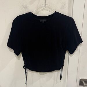 The Range Black Crop Top with Drawstrings